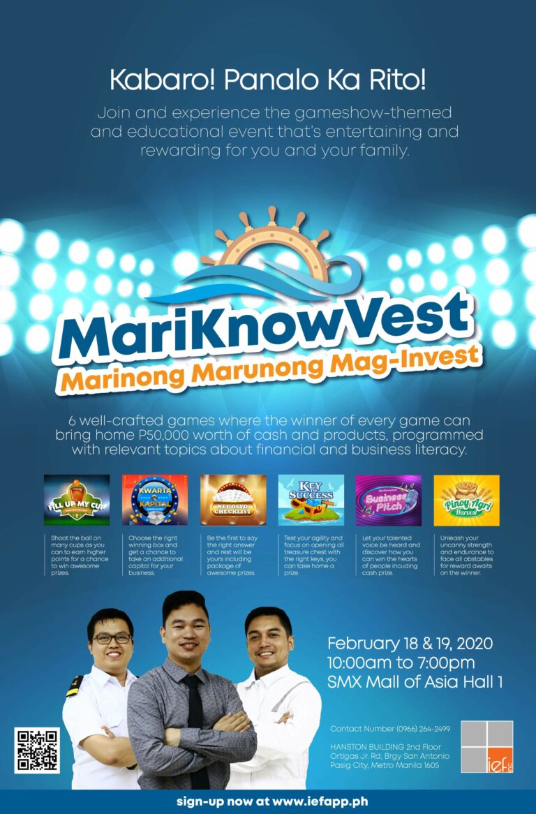 MariKnowVest shall sail its flag on February 18 & 19, 2020 at Hall 1 SMX Convention Center, Mall of Asia