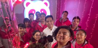 Operations Manager for Community and Communications, Jao Manahan, with Road Rockstars and The Panda Nation foodpanda riders during the shoot of the ‘Magniningning mga Ka-Panda’ music video