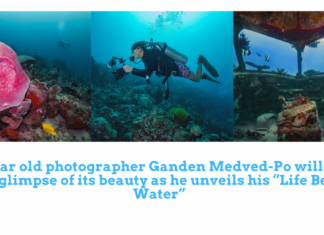 17-year old photographer Ganden Medved-Po will give us a glimpse of its beauty as he unveils his “Life Below Water”